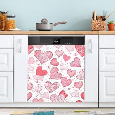 Imagem de ATTX Capa magnética colorida em forma de coração para lava-louças | Adesivo decorativo de eletrodomésticos de 58 x 66 cm para armários domésticos e eletrodomésticos #41