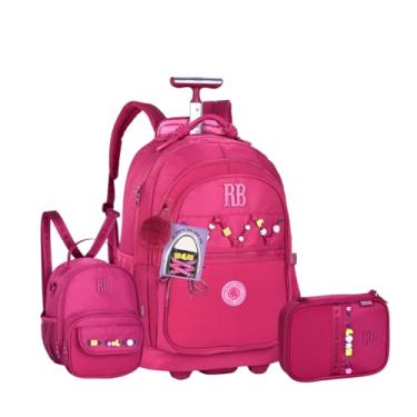 Imagem de Kit Mochila Rodinha Escolar Rb Rebecca Bonbon Carrinho Estojo E Lancheira Letrinha (Rosa)