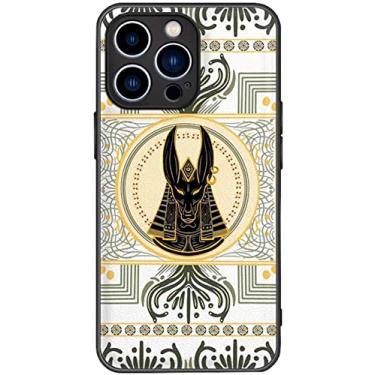 Imagem de KKFAUS Capa de telefone traseira com padrão Anúbis do Egito Antigo, para Apple iPhone 13 Series (2021) capa de couro PU à prova de choque [proteção de tela e câmera], iPhone 13 Pro Max (tamanho: iPhone 13 Mini)