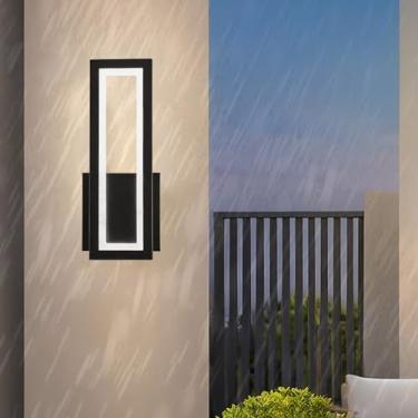 Imagem de Luzes de parede LED Externas IP65 Iluminação de parede de metal à prova d'água Design minimalista moderno Lâmpada de parede acrílica Interior/exterior para jardins Corredor Terraço Escada (Luz quente