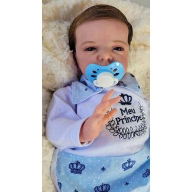 Imagem de Bebê reborn menino recém nascido silicone com acessórios - BABY BANHO 
