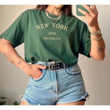 Imagem de T-Shirt Feminina Blusinha Casual Camiseta Básica Camisa Moda New York 
