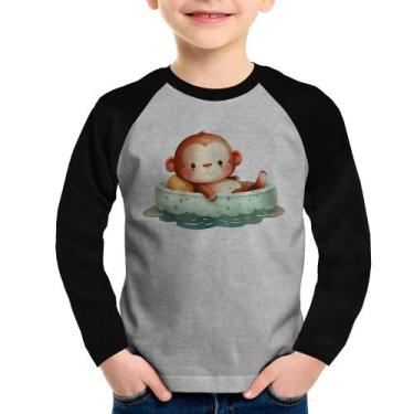 Imagem de Camiseta Raglan Infantil Ursinho Bebê Na Piscina  Manga Longa - Foca n