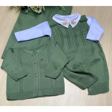 Imagem de Saída de Maternidade Menino Madrid Tricot 4 Peças Urso - Dinho S Baby,
