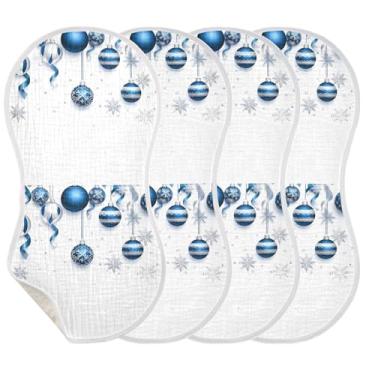 Imagem de Wassud Enfeites azuis de Natal panos de musselina para arrotos de bebê, pacote com 2, babadores de algodão, toalhas de rosto absorventes e macios para arrotos para meninos e meninas recém-nascidos