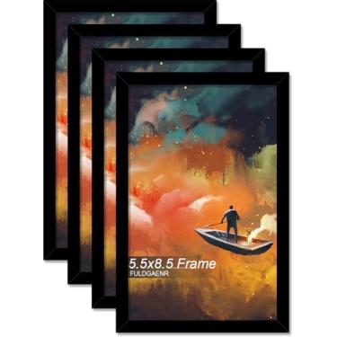 Imagem de FULDGAENR Conjunto de 4 porta-retratos de 14 x 21,5 cm, molduras pretas para certificado de pôster fotográfico de 14 x 21,5 polegadas, moldura de parede/mesa de alta transparência com visor vertical