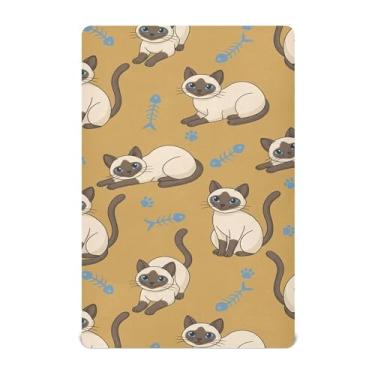 Imagem de SEHANY Lençóis de berço de gatos fofos para meninos e meninas, macio, respirável, elástico, lençol com elástico padrão para bebês de 27 x 99 cm