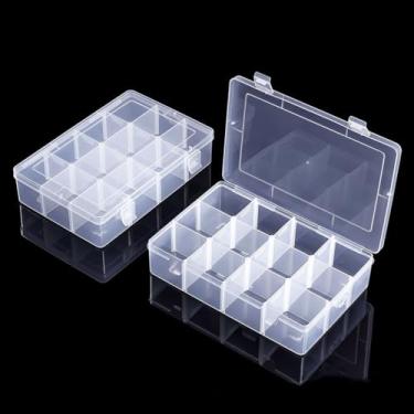 Imagem de Mantain 2 unidades, caixa organizadora transparente com 12 grades, recipiente de armazenamento de plástico com divisórias ajustáveis para eletrônicos, joias, contas, arte, artesanato, pesca, peças