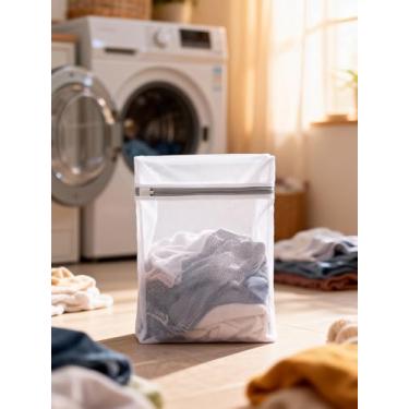 Imagem de Pacote com 3 sacos de lavagem de roupa de malha, espessos, com zíper, redes reutilizáveis para sutiãs, lavadora delicada, secadora, uso doméstico