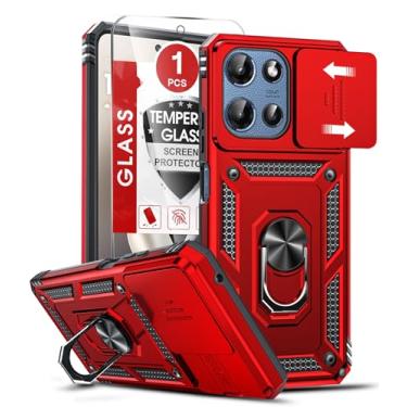 Imagem de LeYi Capa para Moto G-Power 5G 2026, G Power 2026 com capa deslizante para câmera e protetor de tela, [nível militar] capa para celular com suporte magnético para Moto G Power 2026, vermelha