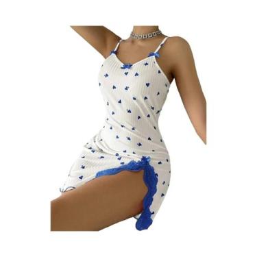Imagem de Camisola Sexy Feminina Com Renda, Vestido De Noite Sem Mangas Com Esta