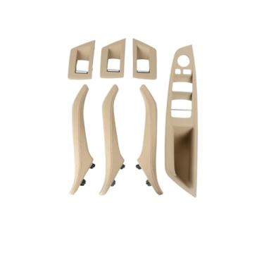 Imagem de Painel Regulador De Janela Da Porta Interior Guarnição Couro Puxar Alça Capa Interna Braço Compatível Com Bmw Série 5 F10 F11lhd Rhd(RHD Beige)