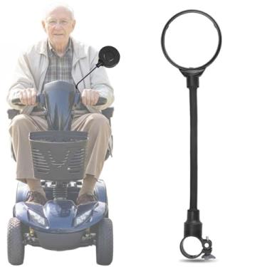 Imagem de Espelhos retrovisores de scooter elétrico - Espelho retrovisor grande angular giratório de 360° para idosos Mobilidade Scooter e Auxiliares de assistência em cadeira de rodas, 1 peça (A-1 peça)