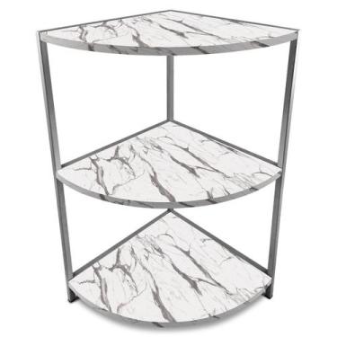 Imagem de Estante De Canto Tripla Colby 3 Prateleiras Madeira e Aço - Geral, Pra