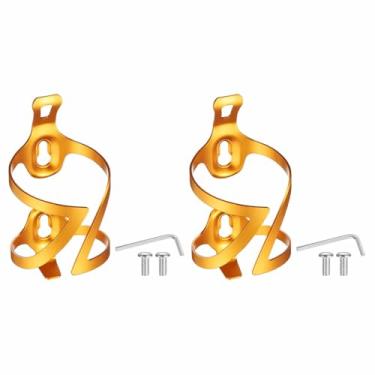 Imagem de HARFINGTON 2 peças de suporte de garrafa de água para bicicleta, gaiolas leves de liga leve, suporte de copo de ciclismo com parafusos para MTB Mountain Road Cascalho, dourado