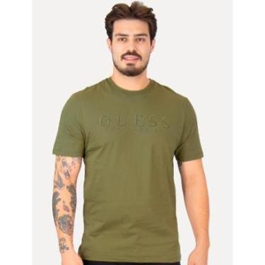 Imagem de Camiseta Guess Los Angeles Embroidered Verde Militar-Masculino