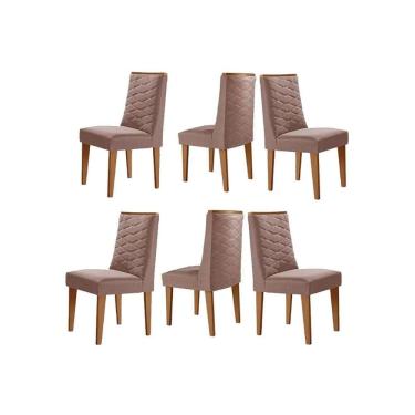 Imagem de Kit 6 Cadeiras Sala Jantar Dafne 6 Un Naturale/Linho Capuccino - Rufato