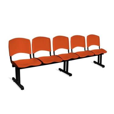 Imagem de Longarina Plástica 5 Lugares A/E Laranja Lara - Ideaflex