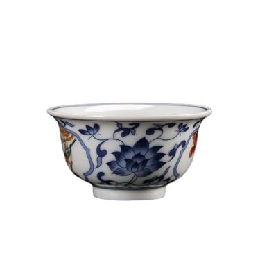 Imagem de Xícaras de chá de cerâmica com imagens azuis e brancas. Capacidade: 4,3-B