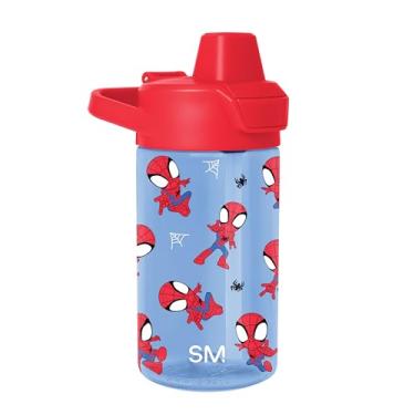 Imagem de Simple Modern Garrafa de água infantil Tritan Plastic Summit | Copo Marvel Spider-Man 340 g livre de BPA com tampa coberta à prova de vazamento para meninos, crianças pequenas | Teias de aranha