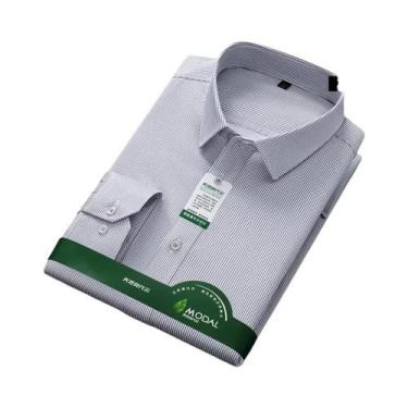 Imagem de Camisa Social Masculina Slim Fit De Manga Longa Antirrugas Branca Para