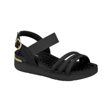 Imagem de Sandália Modare Papete Feminina Ultraconforto Tiras Tripla Preta, 36, 