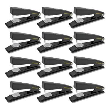 Imagem de Kit Com 12 Grampeadores Metal Preto 11,5cm 20 Folhas Atacado - Maxprin