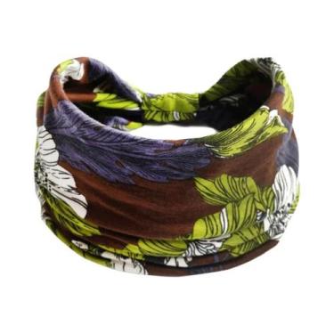 Imagem de Faixa De Cabelo Feminina Boho Com Estampa Floral, Larga, Antiderrapant