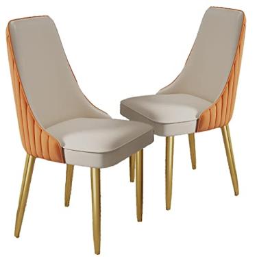 Imagem de Conjunto de 2 cadeiras de jantar modernas estofadas em couro sintético com pernas de metal - capacidade de 199 kg - assentos elegantes para cozinha e sala de espera