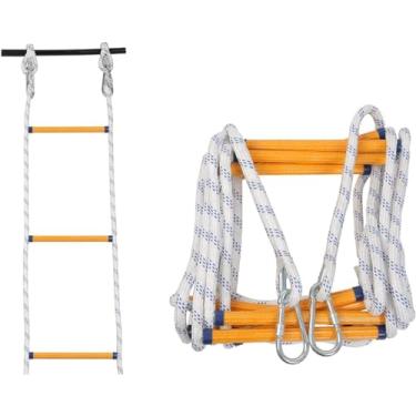 Imagem de Escada de escape de incêndio de emergência, escada de corda resistente a chamas de 40 m para evacuação rápida, ferramenta portátil de escape de segurança contra incêndios, implantação rápida para uso