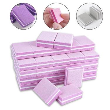 Imagem de Kit 150 Mini Lixa Bloquinho Buffer 100 180 Polidora Unha Gel Nail Desi