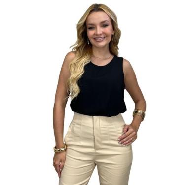 Imagem de Regata Feminina Plus Casual Soltinha Gola Redonda Viscose Moda Verão -