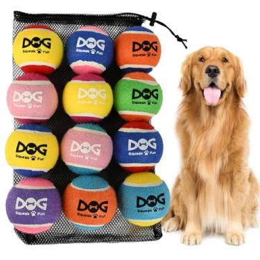 Imagem de INSUM Bolas estridentes para cães, bolas de brinquedo de cachorro para buscar, brinquedos engraçados para mastigar filhotes, Squeaker embutido, ideia para presente de aniversário de cachorro, grande