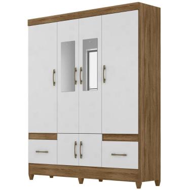 Imagem de Guarda Roupa Casal MS912 6 Portas Bater Naturale Branco MDP