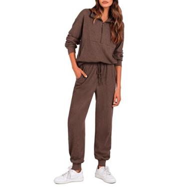 Imagem de Conjunto Feminino PRETTYGARDEN Agasalho com Zíper e Calça Jogger XXL