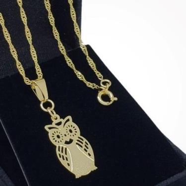 Imagem de Colar Com Pingente Coruja Banho De Ouro 18k 3283 - Trs Chic Joias