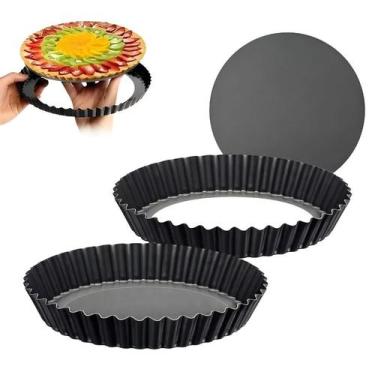 Imagem de Kit 2 Forma Torta Crespa Antiaderente Fundo Removível 26cm - Wellmix