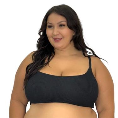 Imagem de Sutiã Plus Size Tecido Canelado Top Grande -c1 FELÍCIA, Preto, 50