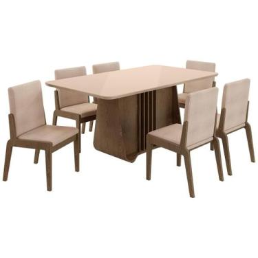 Imagem de Kit Mesa de Jantar Harpa com 6 Cadeiras Sinfonia em Linho - Loja DoceL