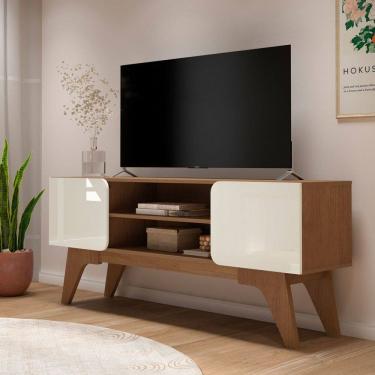 Imagem de Rack para TV Até 65 Polegadas Duetto 2 Portas Cinamomo/Off White - Artely Móveis