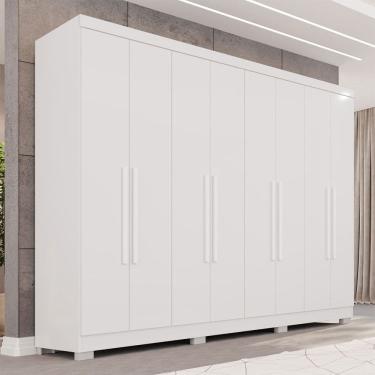 Imagem de Guarda-Roupa Casal Pinheiro 8 Portas 4 Gavetas com Pés Branco - Pnr Móveis