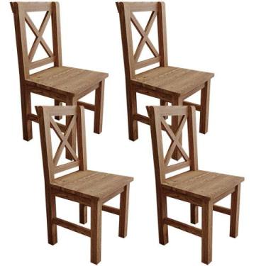Imagem de Kit 04 Cadeiras Decorativas Rústica Para Sala De Jantar Dalla Madeira 
