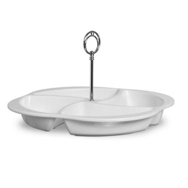 Imagem de Petisqueira Requinte 23 cm Com Haste Cromada Branca