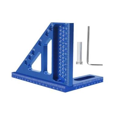 Imagem de Esquadro De Marcenaria Em Liga De Alumínio Com Pinos Guia, Régua Trian