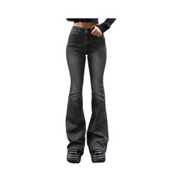 Imagem de Calças Jeans Femininas De Cintura Alta, Estilo Flare, Skinny, Em Denim