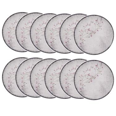 Imagem de Prato Raso de Porcelana Decorada Floralis 25cm 12un - Tramontina 96580/080