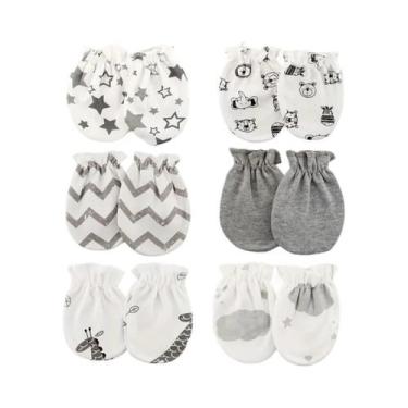 Imagem de Luvas De Algodão Para Bebês Recém-nascidos, 6 Pares, Estampas De Desen