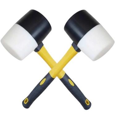 Imagem de Martelo Borracha Assentar Piso Ladrilho Kit 2 Ergonomico Marreta Obra 