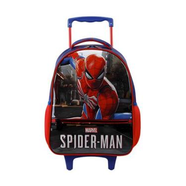 Imagem de Mochila com Rodas Média Spider Man Homem Aranha - Homen Aranha, Azul