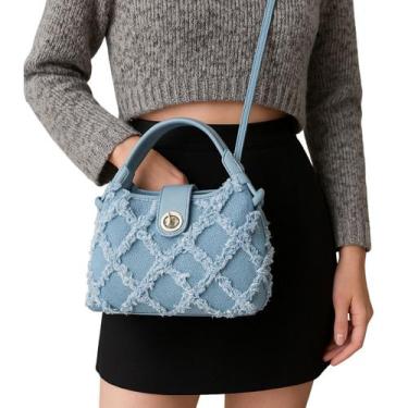 Imagem de Bolsa Jeans Azul Com Alça Curta e Detalhe Moderno Festa - - anjo da ma
